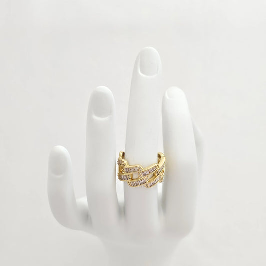 Anillo Elegante Circones Rectangulares Dorado Rf K7000