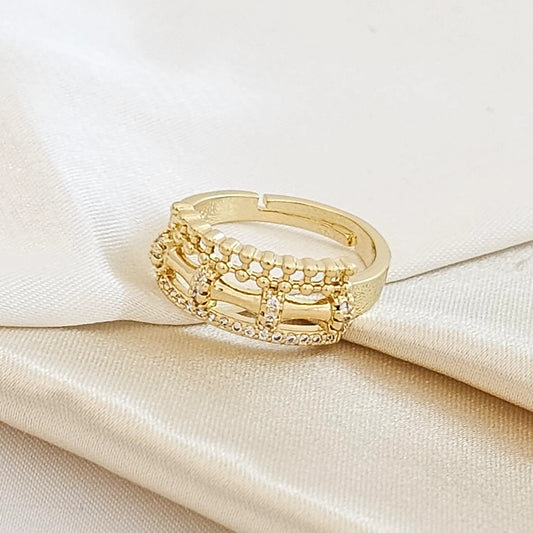 Anillo Elegante Mujer Circones Dorado Rf K4334