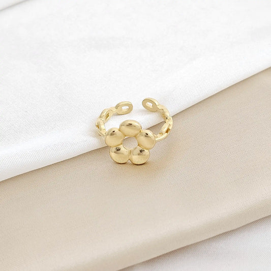 Anillo En Cadena Petalo Dorado Rf K3233