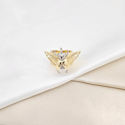 Anillo Escarabajo Dorado Y Plateado Rf K6704