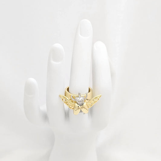 Anillo Escarabajo Dorado Y Plateado Rf K6704