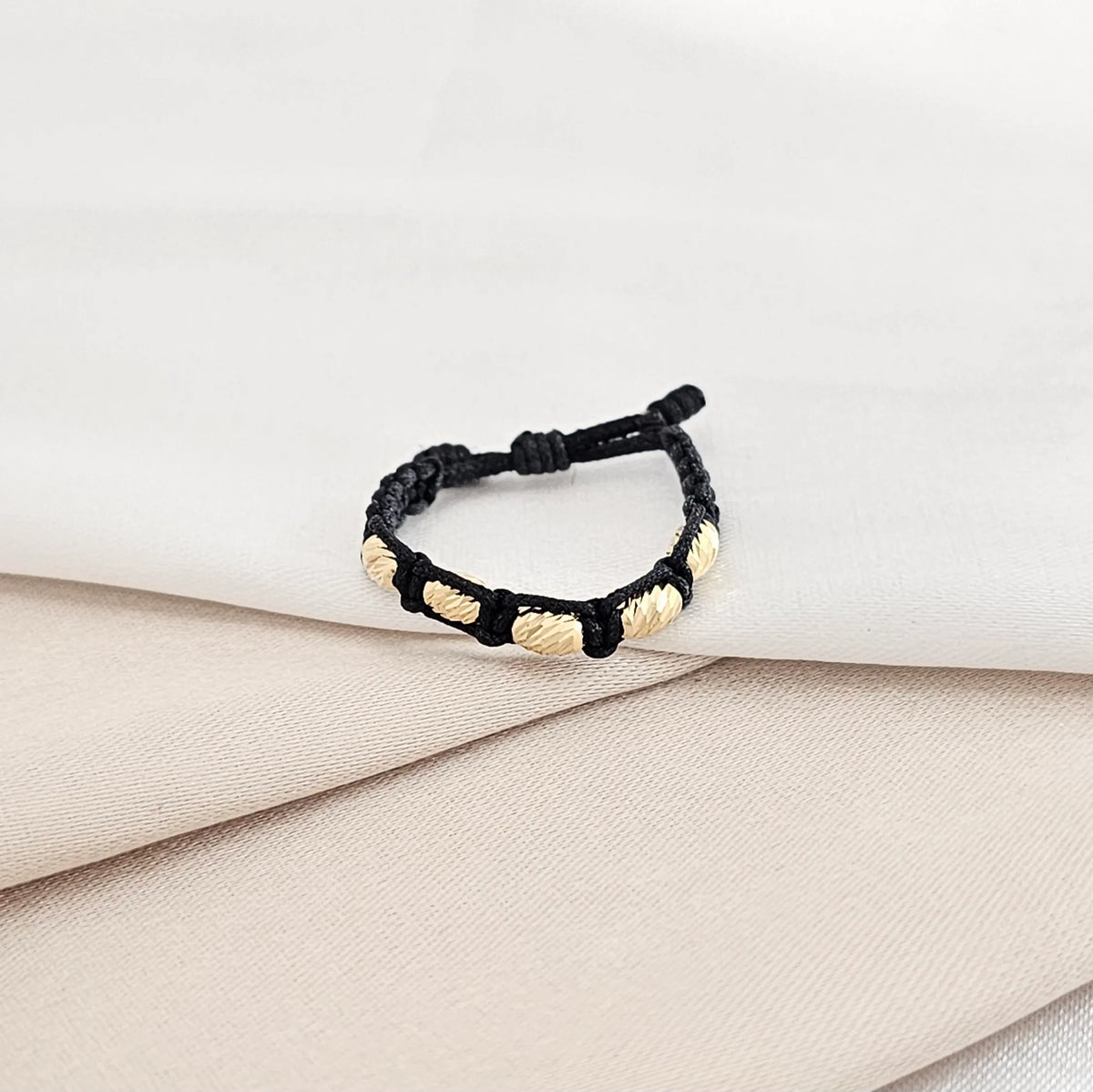 Anillo Gold Barril Italy It #3 Negro Macrame