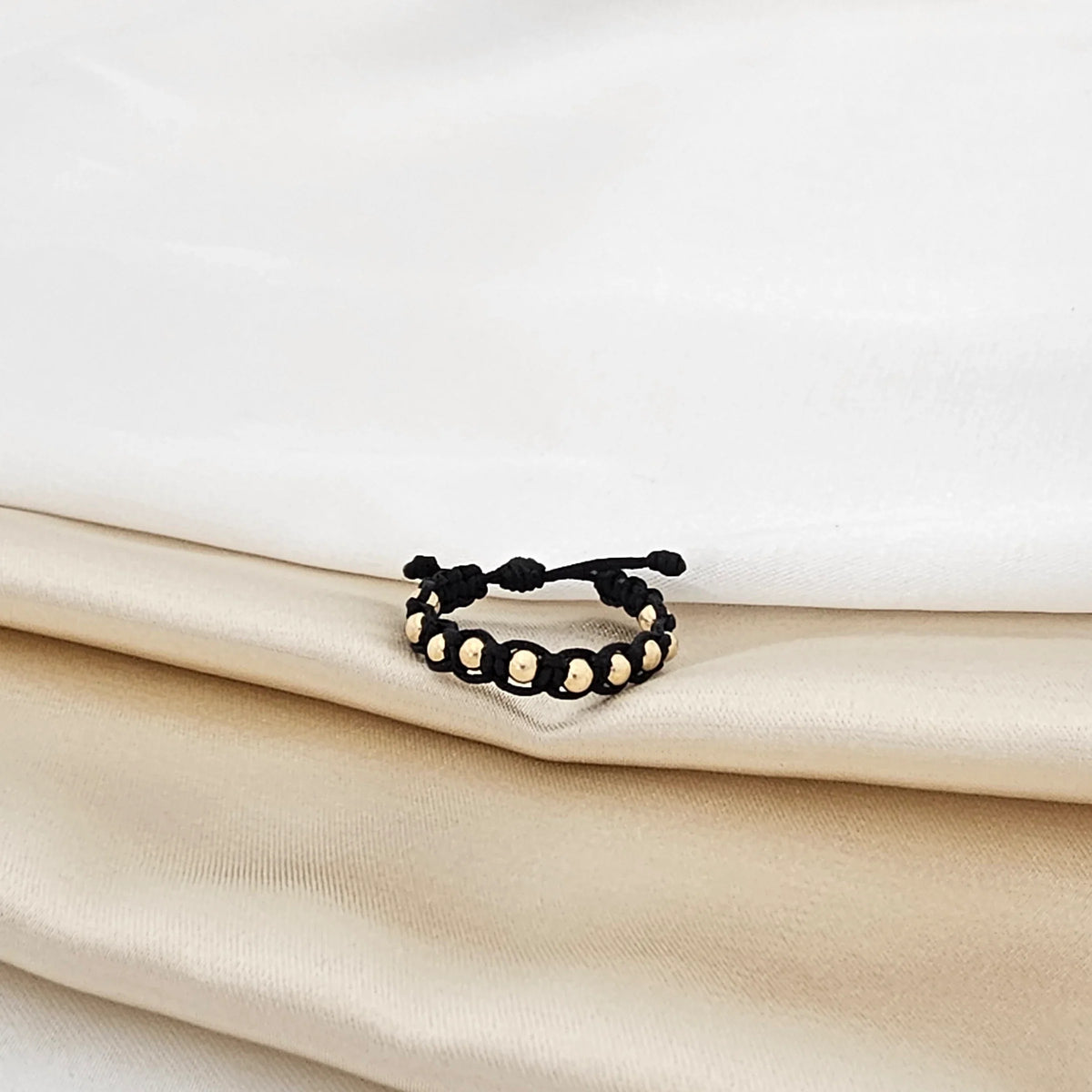 Anillo Gold Macrame  # 3 Negro 1 Linea
