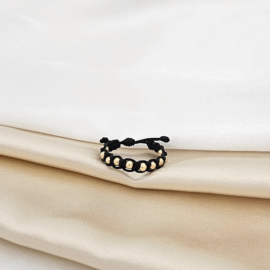 Anillo Gold Macrame  # 3 Negro 1 Linea