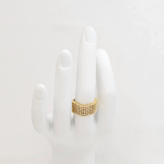 Anillo Grueso Ondulado Con Circones Dorado Rf K7583