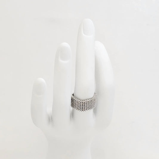 Anillo Grueso Ondulado Con Circones Plateado Rf K7584