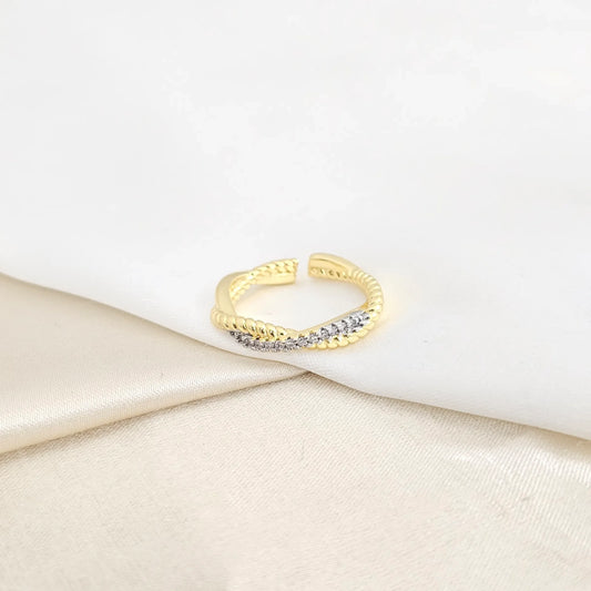 Anillo Lazo Dorado Circones Plateado Rf K7815