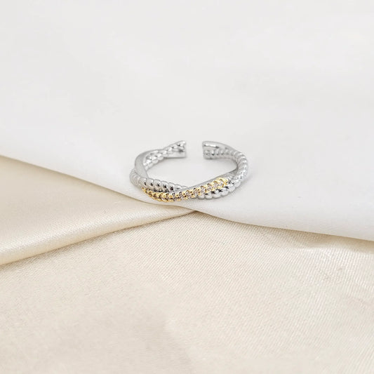 Anillo Lazo Plateado Circones Dorado Rf K7816