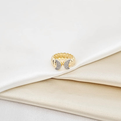 Anillo Lineas Dorado Doble Luna Plateado Rf K6947