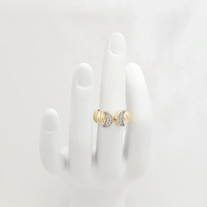 Anillo Lineas Dorado Doble Luna Plateado Rf K6947