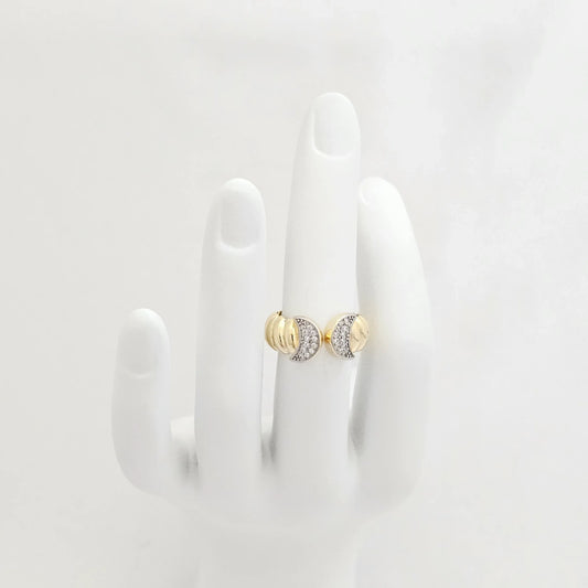 Anillo Lineas Dorado Doble Luna Plateado Rf K6947