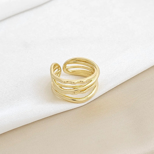 Anillo Lineas En Diagonal Dorado Rf K3245