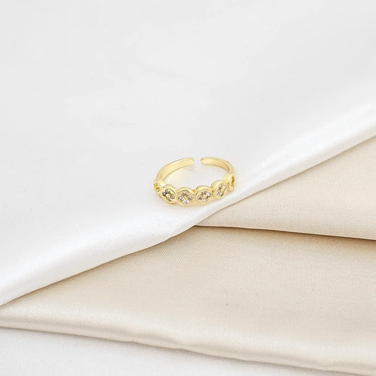 Anillo Mini Trebol Con Circones Dorado Rf K6303