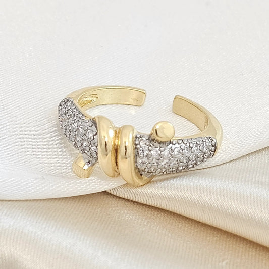 Anillo Nudo Dorado Con Cirones Plateado Rf K4669