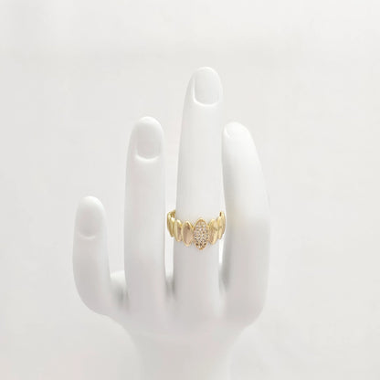 Anillo Ovalos Lisos Y Con Circones Dorado Rf K6990