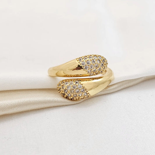 Anillo Serpiente Con Circones Dorado Rf K3778