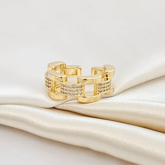 Anillo Tipo Cadena Con Circones Dorado Rf K4737