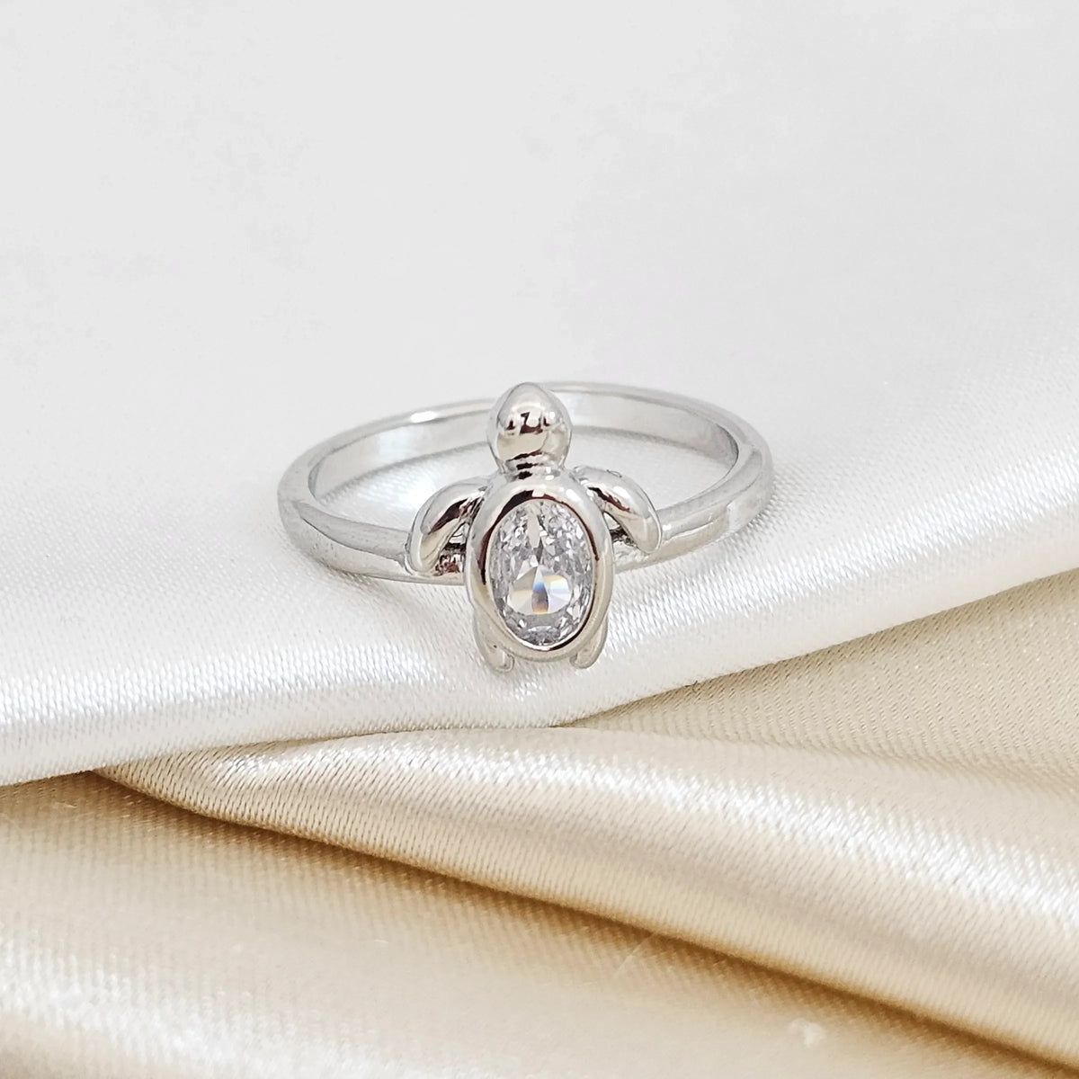 Anillo Tortuga Con Circon Plateado Rf K4248