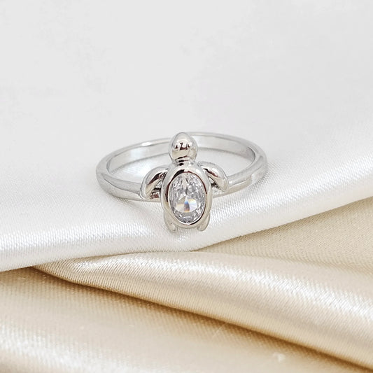 Anillo Tortuga Con Circon Plateado Rf K4248