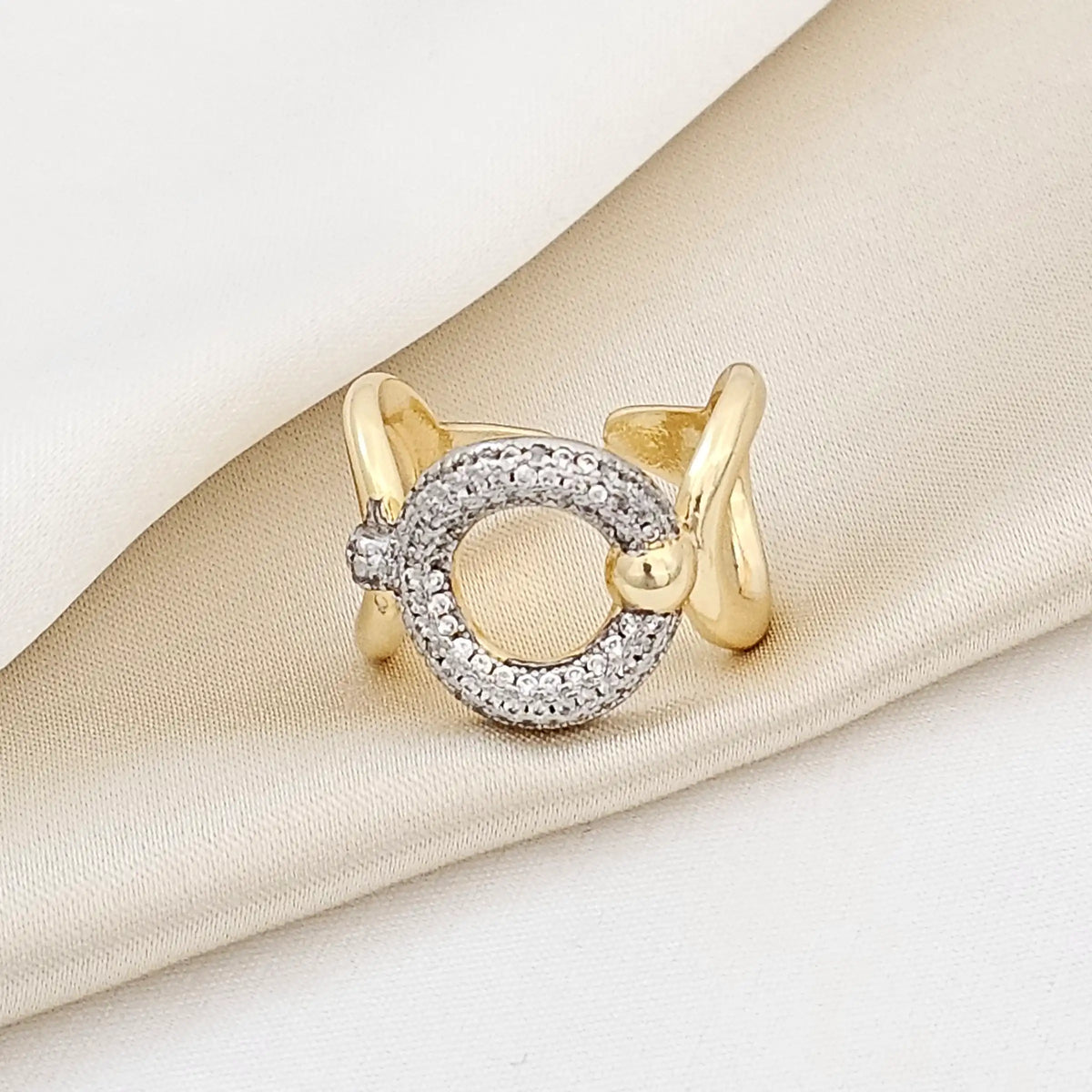 Anillo Tres Aros Dorado Y Plateado Rf K5338