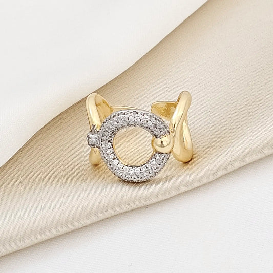 Anillo Tres Aros Dorado Y Plateado Rf K5338
