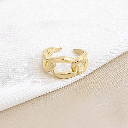 Anillo Tres Huecos Dorado Rf K3243