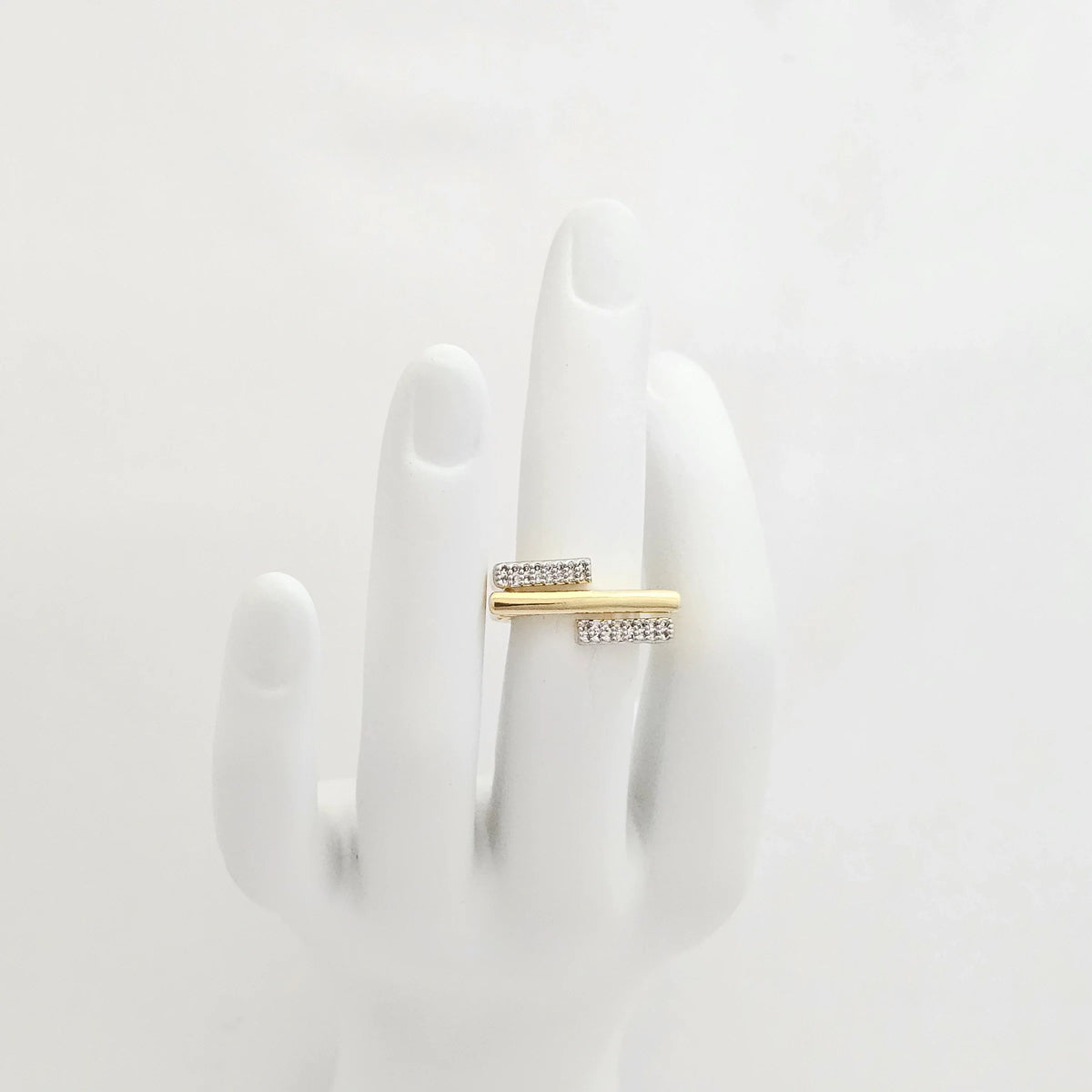 Anillo Tres Lineas Dorado Circones Plateado Rf K6948