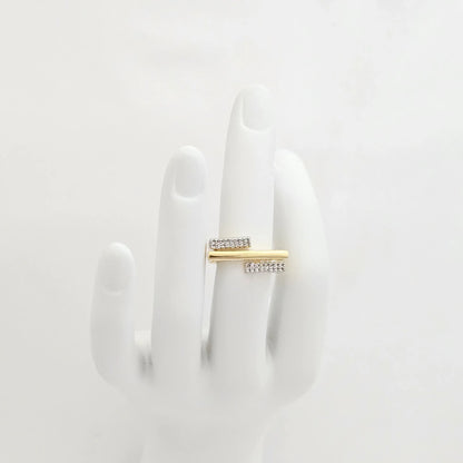 Anillo Tres Lineas Dorado Circones Plateado Rf K6948