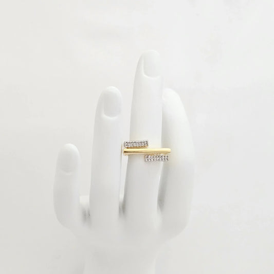 Anillo Tres Lineas Dorado Circones Plateado Rf K6948