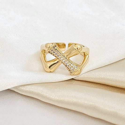 Anillo X Liso Y Circines Dorado Rf K5003