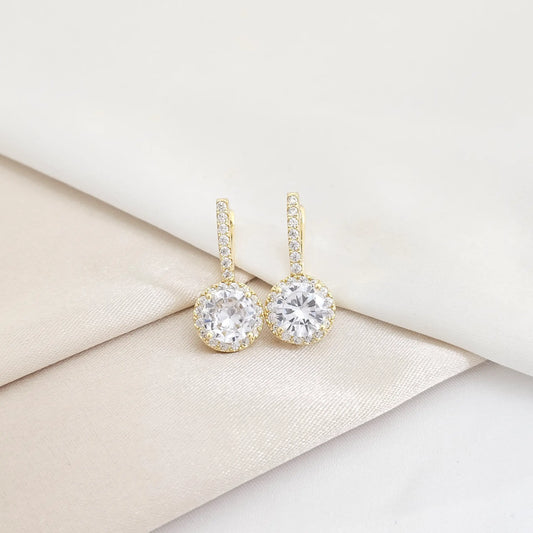 Arete Candonga Halo Crystal 12 Mm Lam 18K B/30016