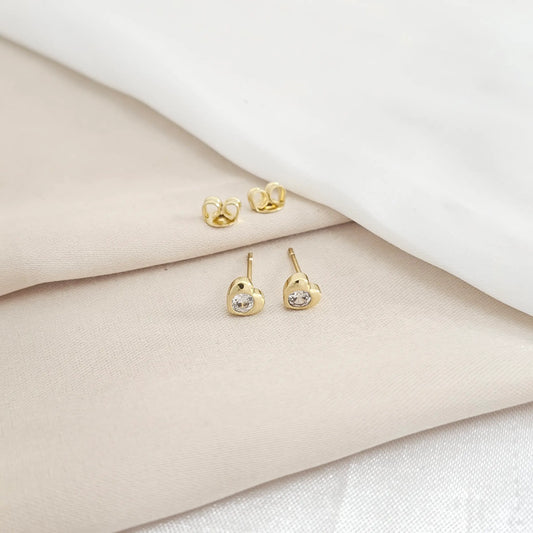 Arete Topo Corazon Cristal Lam 18K B/30044