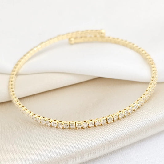 Brazalete Ajustable Dorado Circones Pequeños Rf K7703