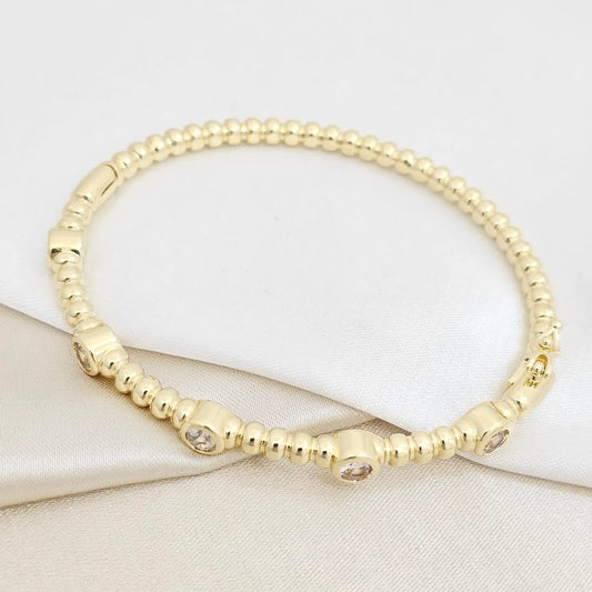 Brazalete Cinco Circulos Dorado Circones Cristal Rf K7166