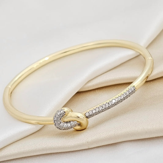 Brazalete Dorado Nudo Con Circones Plateado Rf K4182