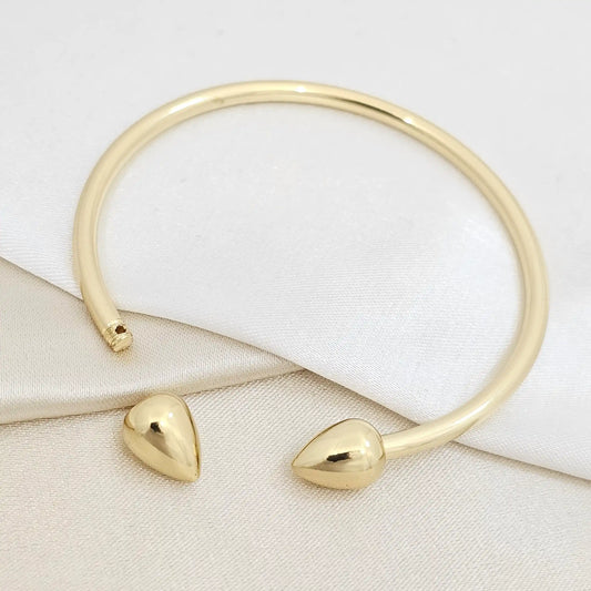 Brazalete Liso Con Doble Gota Dorado Rf K7169