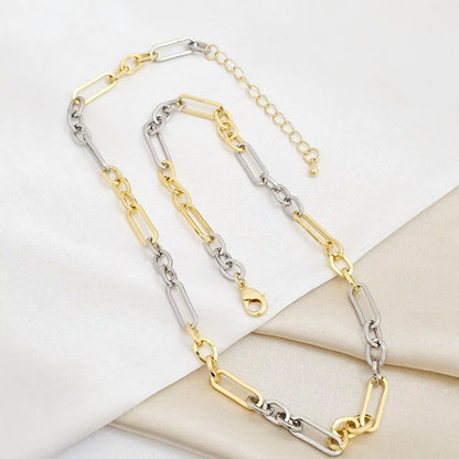 Cadena Aros 3X1 Lisos Dorado Y Plateado Rf K6827