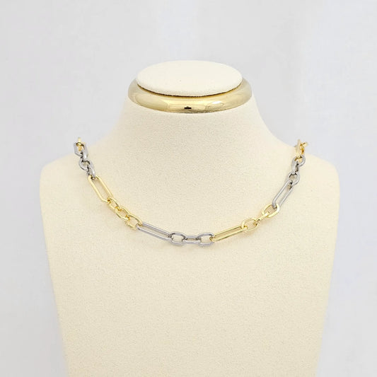 Cadena Aros 3X1 Lisos Dorado Y Plateado Rf K6827