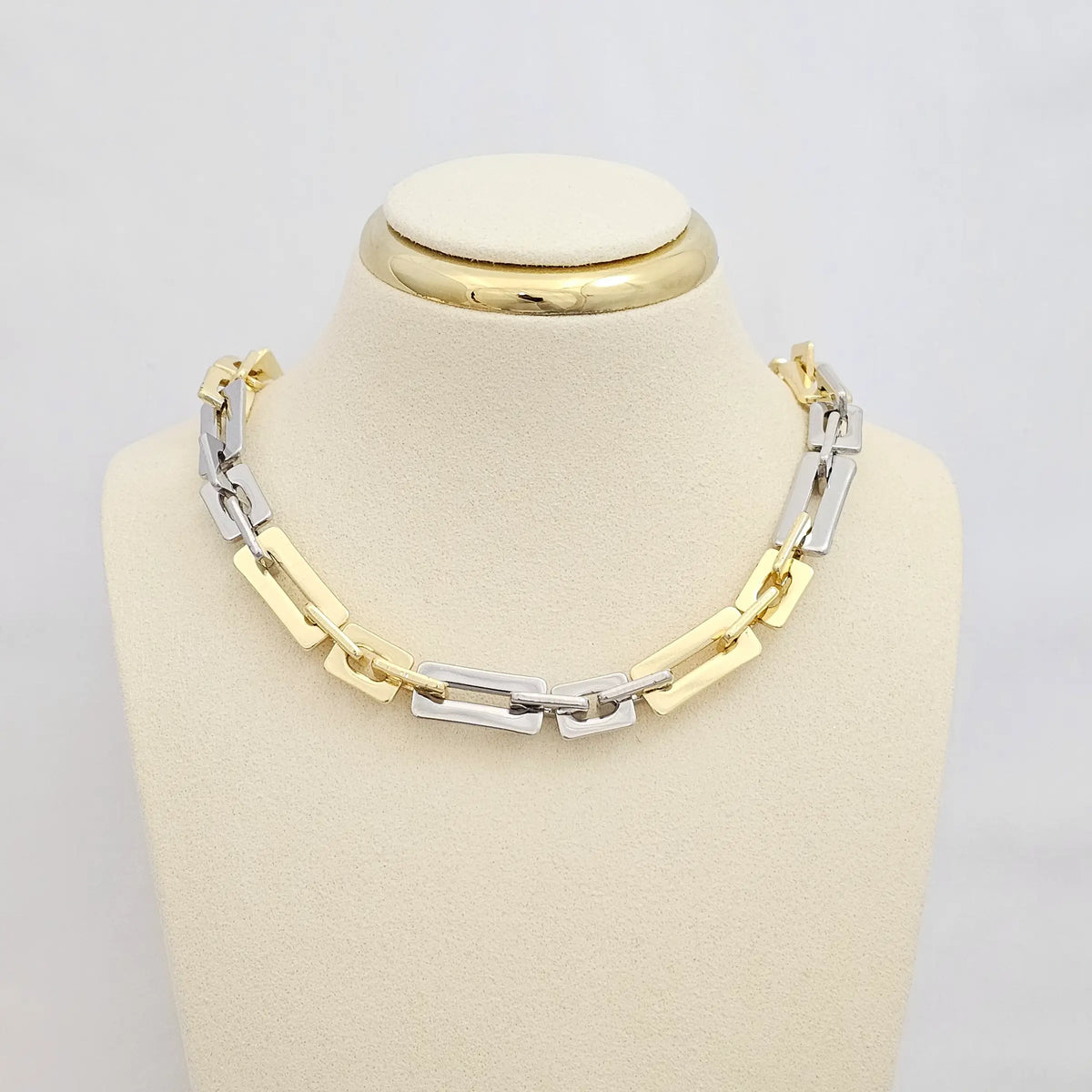 Cadena Aros Cuadrados Dorado Y Plateado Rf K6756