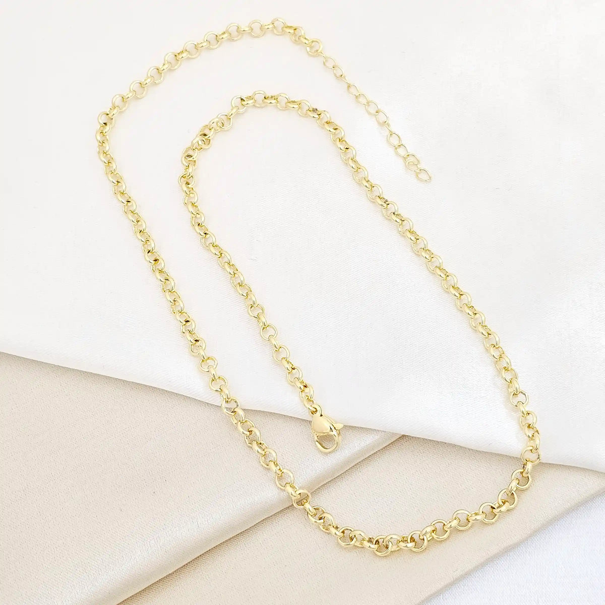Cadena Aros Lisos 4Mm Con Extensor Dorado Rf K7536