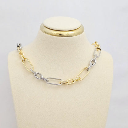 Cadena Aros Ovalados Dorado Y Plateado Rf K6759