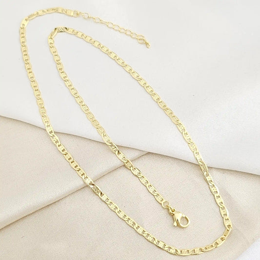 Cadena Candados Planos 3Mm Con Extensor Dorado Rf K7783