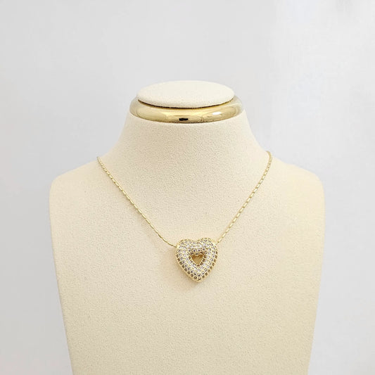 Cadena Canutillo Punta Aguja Con Dije Corazon Dorado Rf K7306