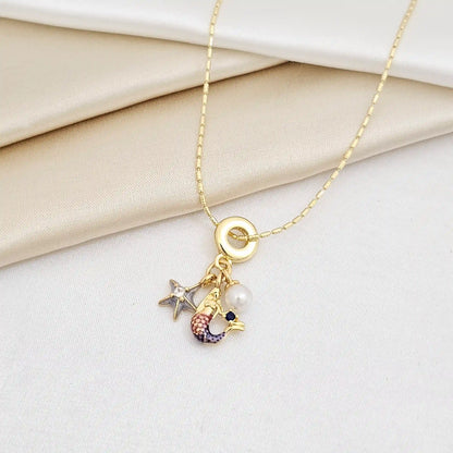 Cadena Canutillo Rayado Dije Sirena Y Estrella Dorado Rf K6971
