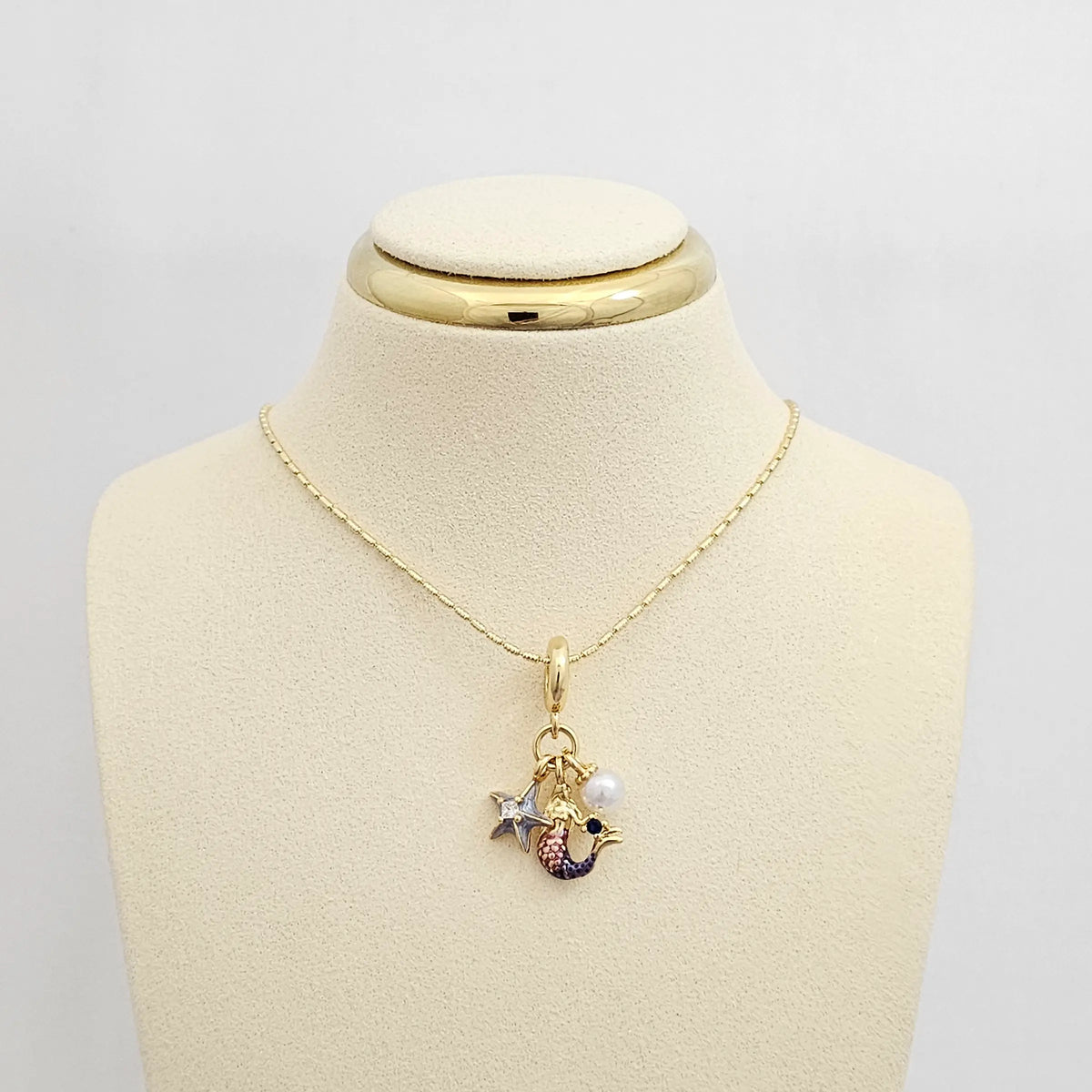Cadena Canutillo Rayado Dije Sirena Y Estrella Dorado Rf K6971