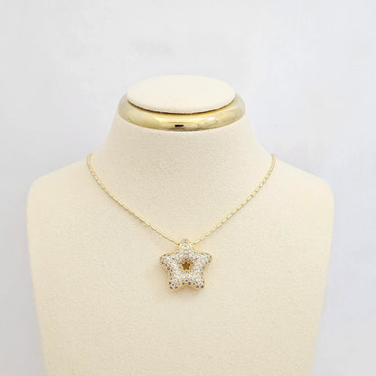 Cadena Canutillo Rayado Punta Aguja Dije Estrella Dorado Rf K6929