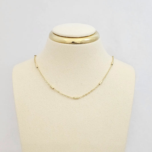 Cadena Canutillo Rayado Y Aros Con Extensor Dorado Rf K7527