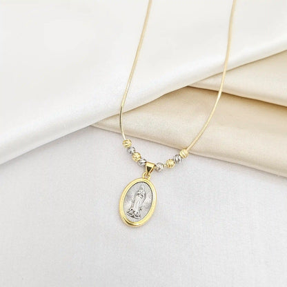 Cadena Cola Raton Dorado Dije Virgen Plateado Rf K6931
