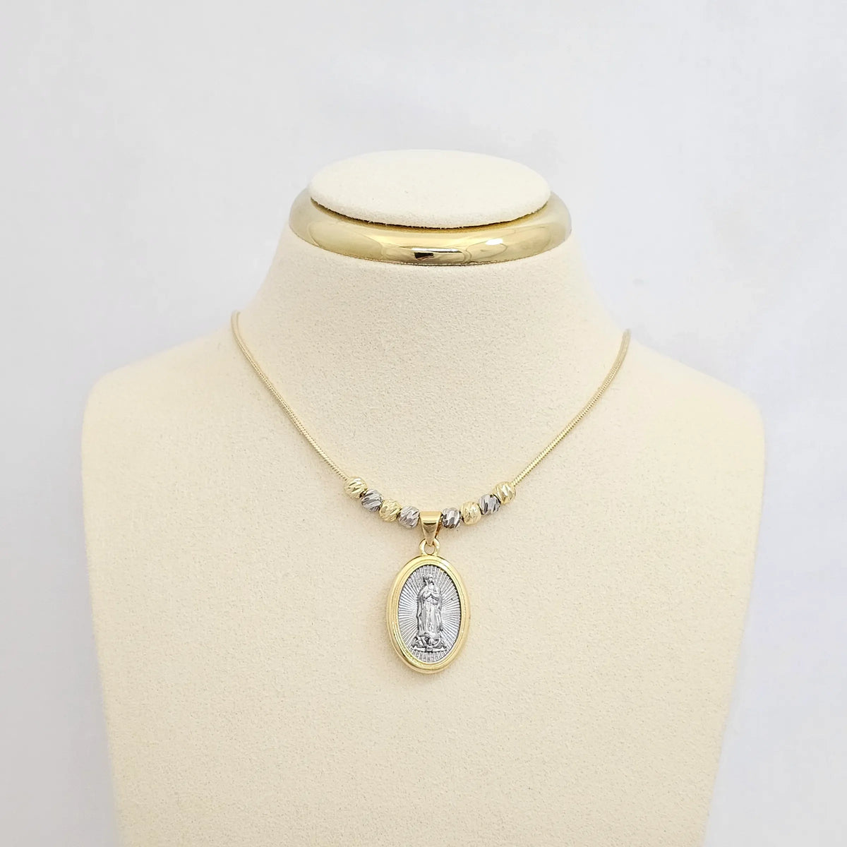 Cadena Cola Raton Dorado Dije Virgen Plateado Rf K6931