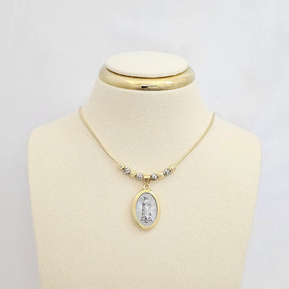 Cadena Cola Raton Dorado Dije Virgen Plateado Rf K6931